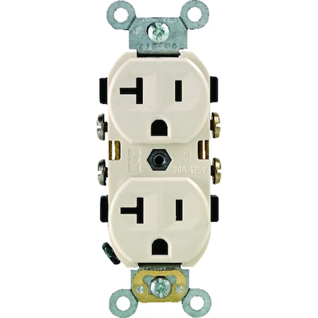 Leviton Straight Blade Receptacle, 5-20R, 20 A, 125V AC, 2 Pole, 3 Wire, Self-Grounded 0CR20-0TS